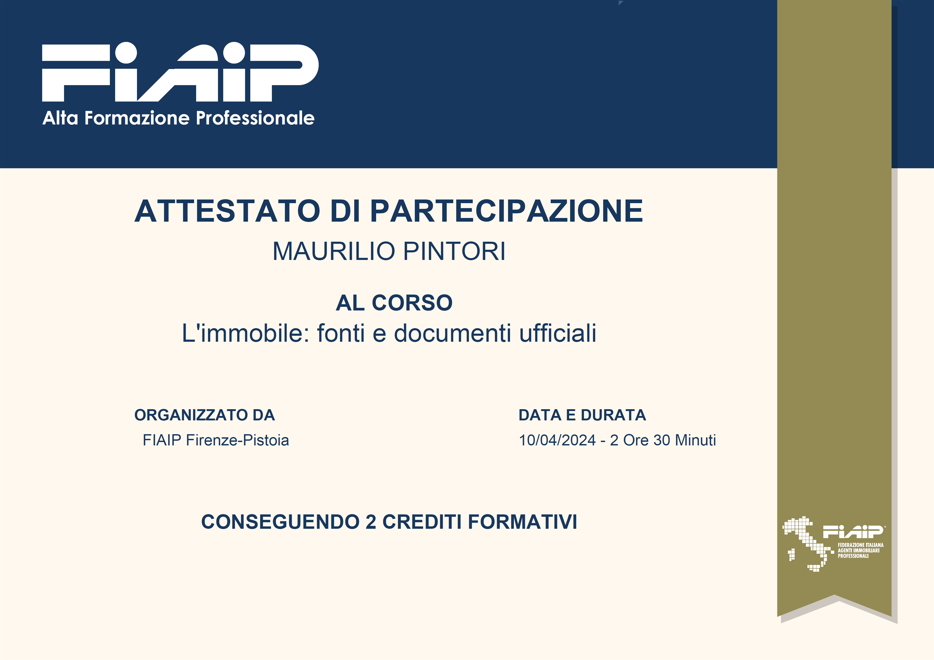 L'immobile: fonti e documenti ufficiali